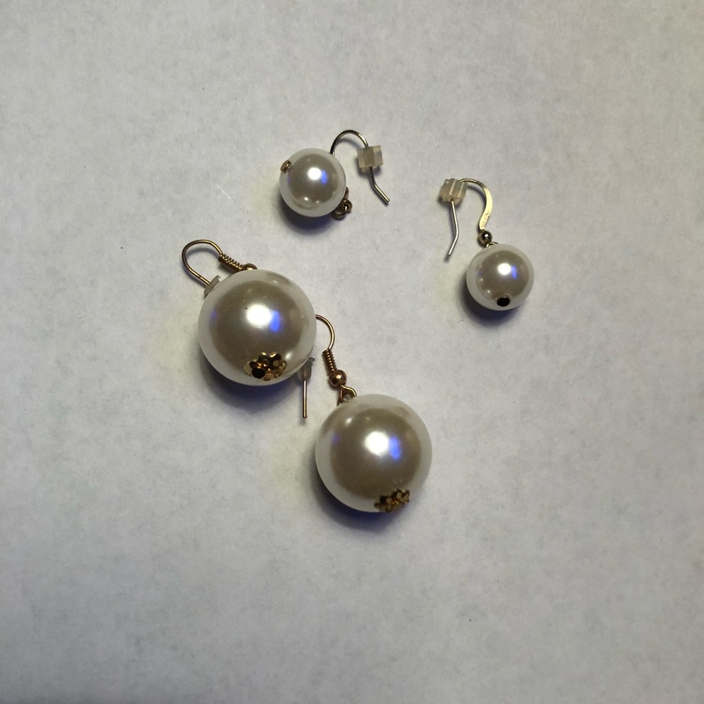 Three pair Faux Pearl Earrings
